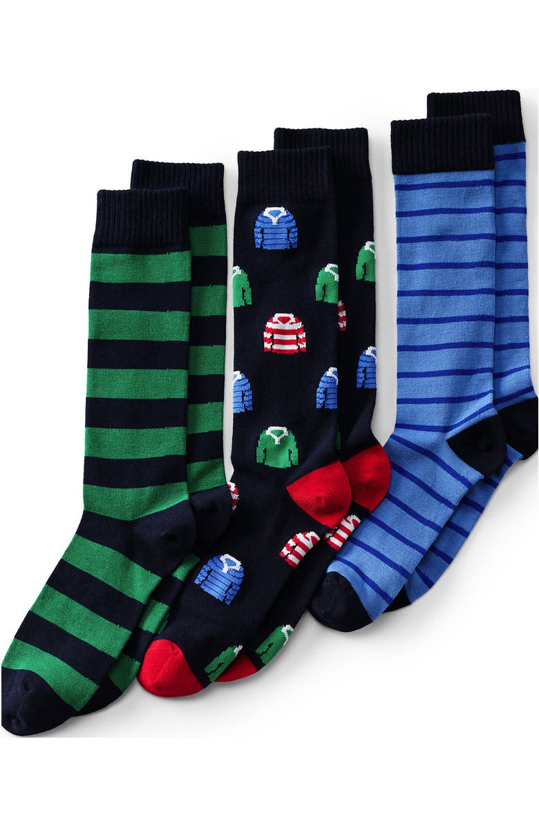 Lands' End Novelty Dress Socks 3 Pack, Main, color, 