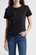 NIKKI LUND Peony Floral Appliqué Top