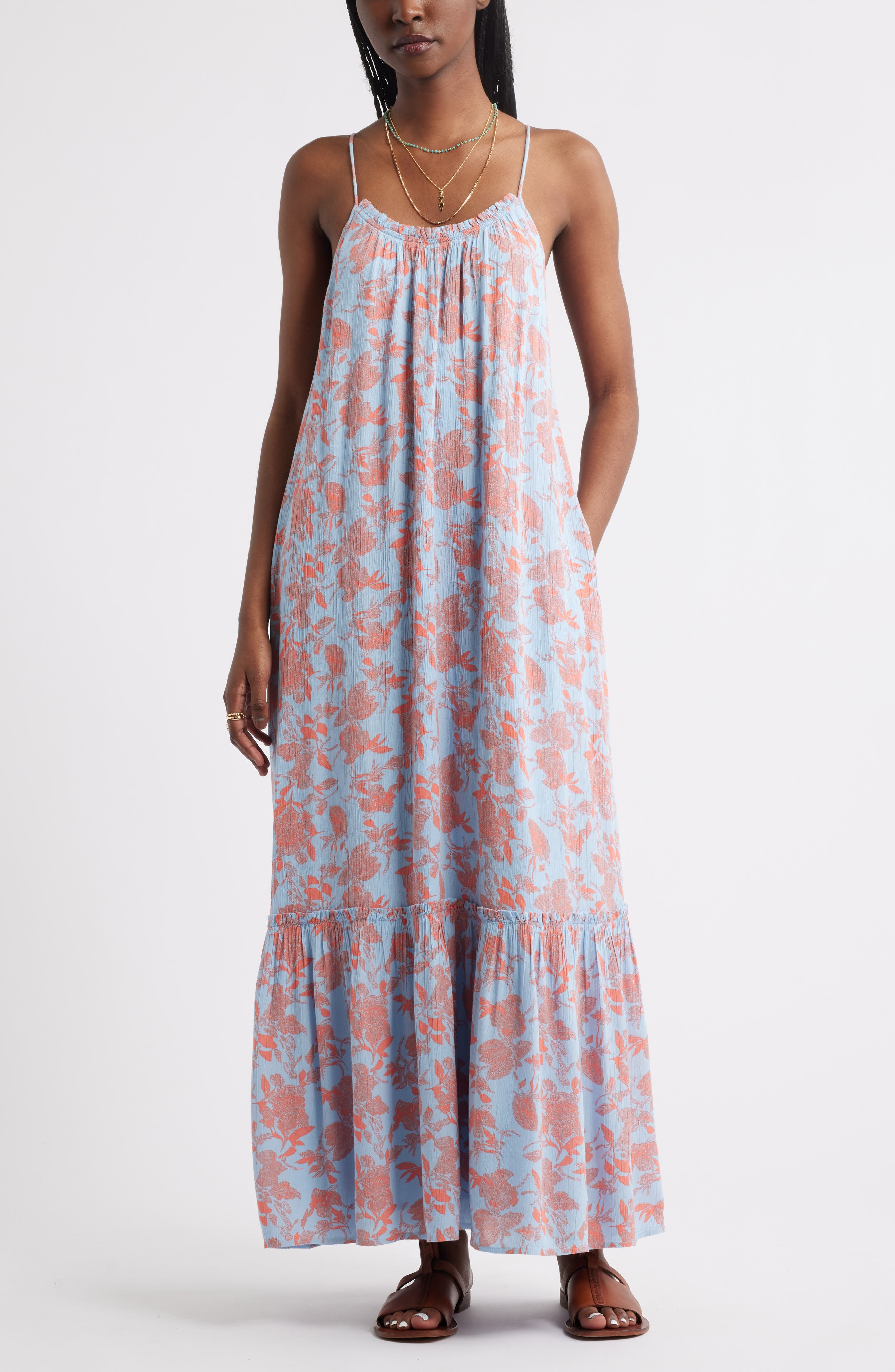 Treasure & Bond Floral Ruffle Hem Maxi Sundress