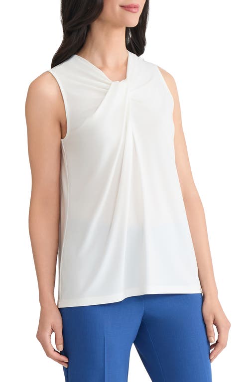 Kasper Drapey Sleeveless Shell Top In White