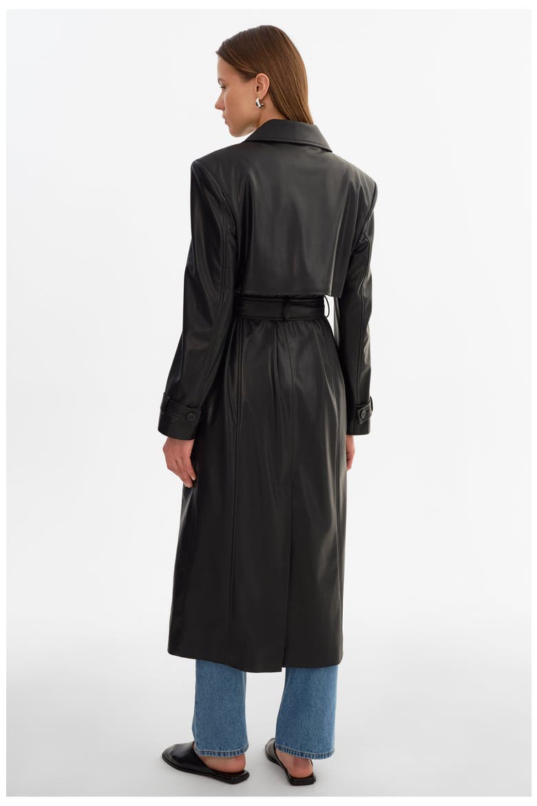 Iolanthe | Faux Leather Trench Coat, Alternate, color, Black
