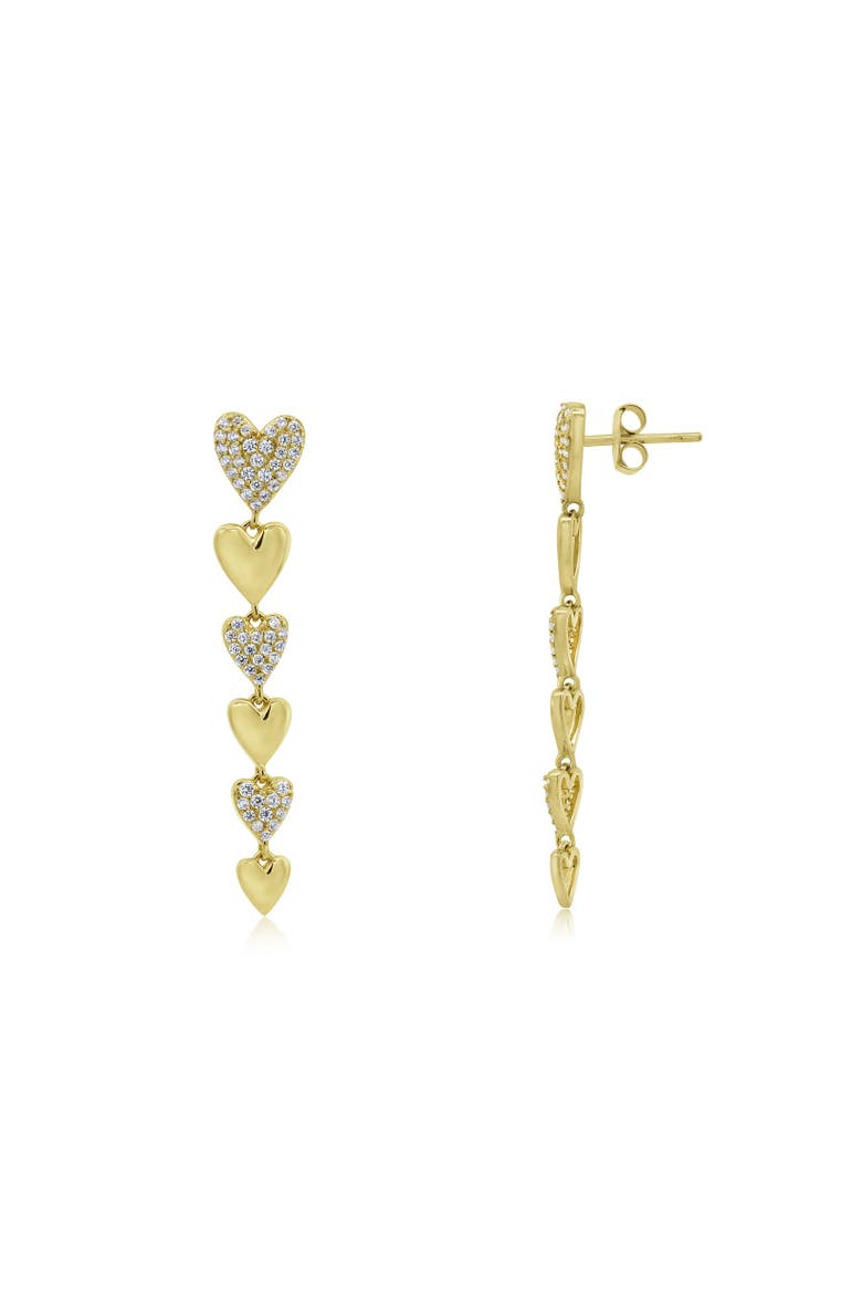 CZ Alternating Heart Dangle Earrings, Main, color, Gold Plated Sterling Silver