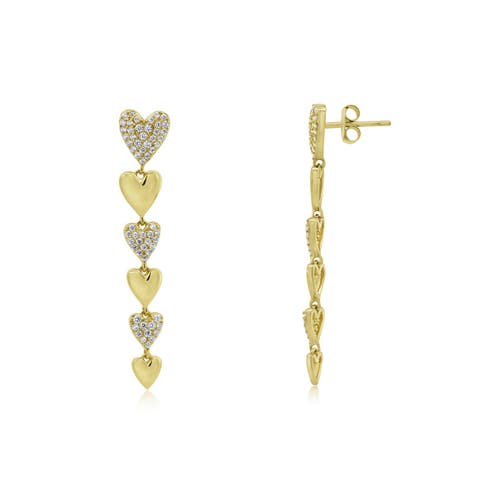 CZ Alternating Heart Dangle Earrings