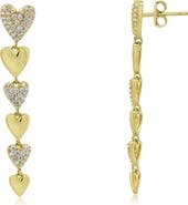 The Lovery Fine Jewelry CZ Alternating Heart Dangle Earrings