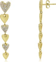 The Lovery Fine Jewelry CZ Alternating Heart Dangle Earrings