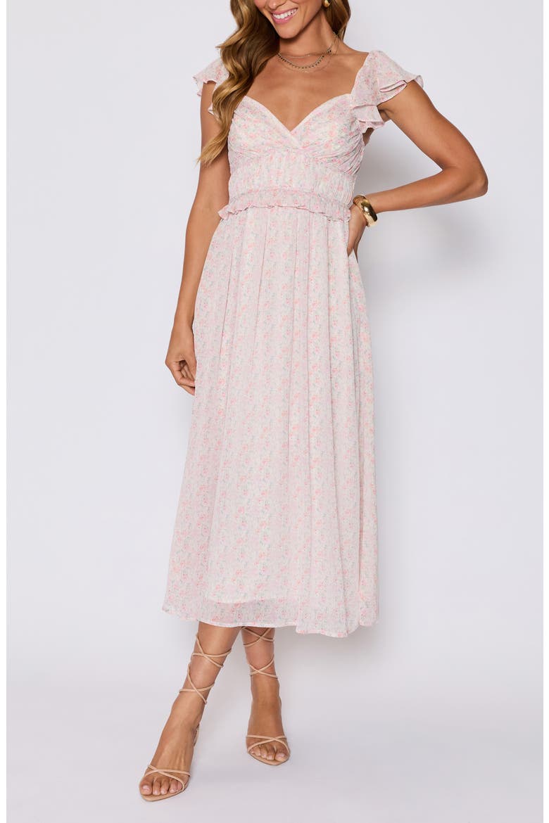 Enchanted Ruffle Maxi Dress (Nordstrom Exclusive), Alternate, color, BLUSH/ MULTI FLORAL
