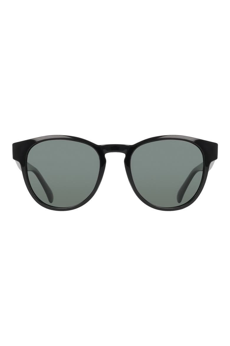53mm Round Sunglasses, Main, color, SHINY BLACK/ GREEN