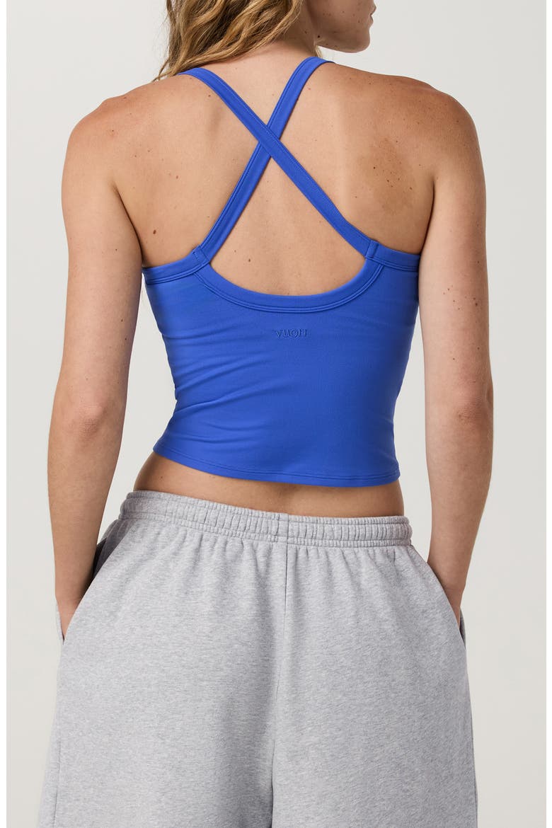 Halo Cross Back Performance Tank, Alternate, color, ELECTRIC BLUE