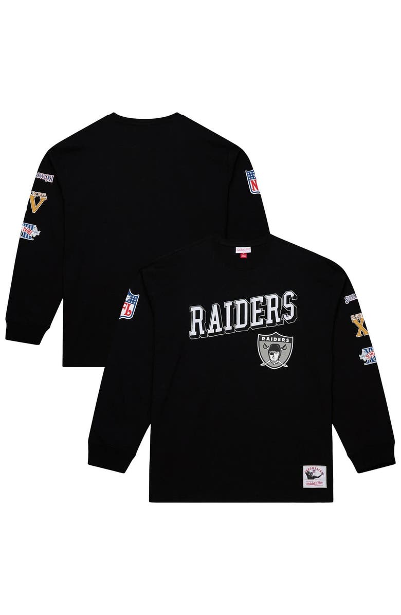 Mitchell & Ness Men's Mitchell & Ness Black Oakland Raiders Training Camp Vintage Logos Long Sleeve T-Shirt, Main, color,
