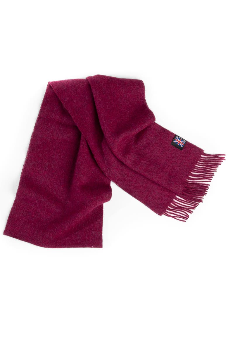 Fringed Merino Wool Scarf, Main, color, Crimson