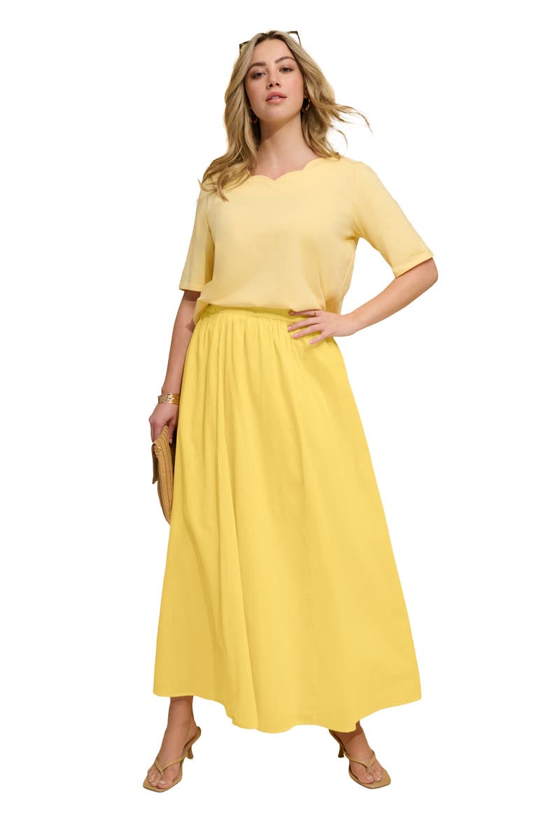 Plus Size Cotton Pull On Maxi Skirt, Main, color, LEMON MIST