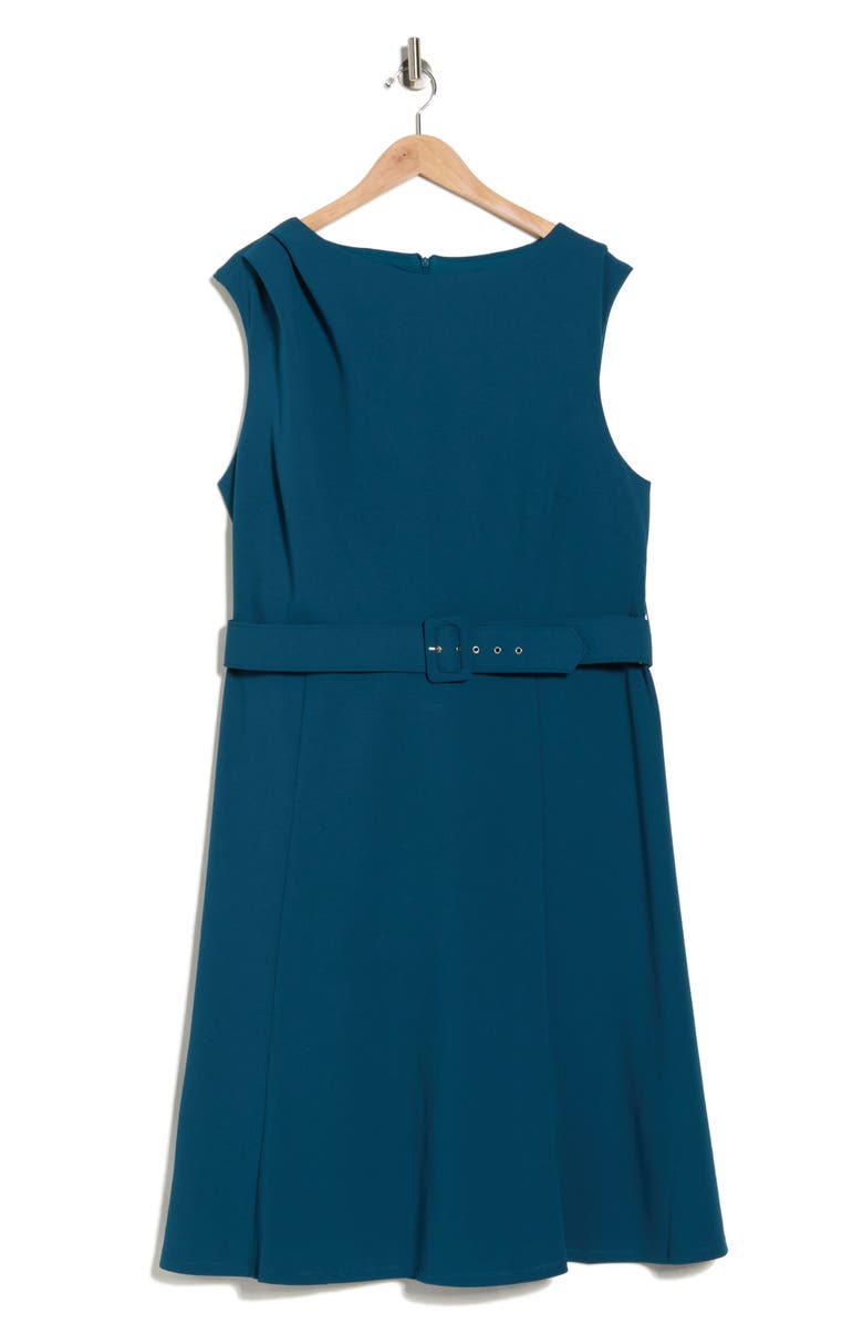 London Times Bateau Neck Sleeveless Belted Fit & Flare Dress, Alternate, color, Legion Blue