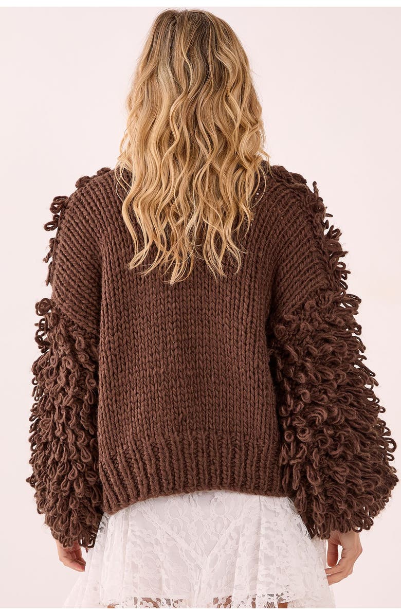 NASTY GAL Chunky Loop Yarn Knitted Cardigan, Alternate, color, Chocolate
