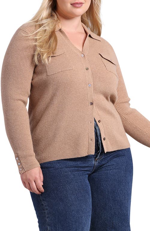Shop Minnie Rose Rib Cashmere Cardigan In Camel