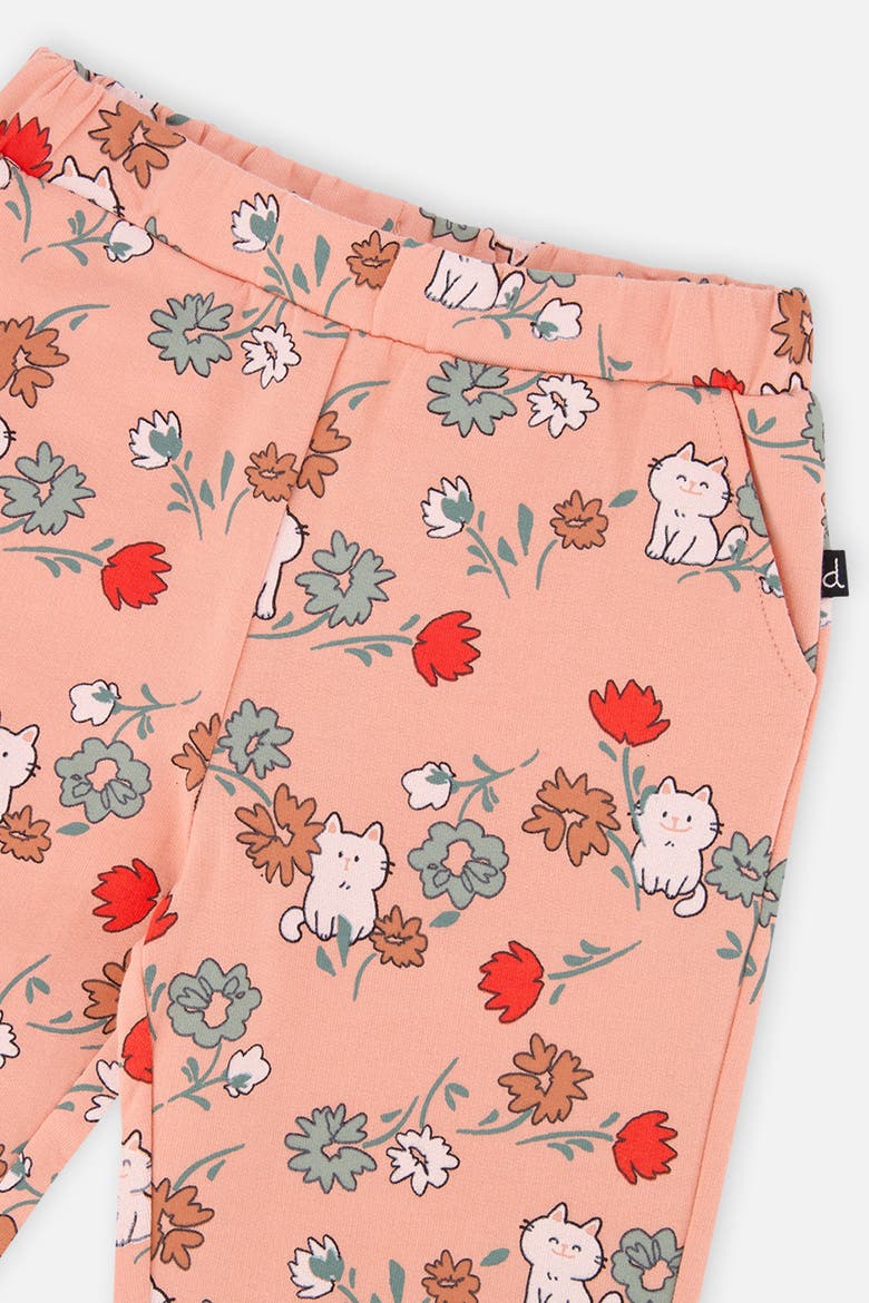 French Terry Cat Pocket Elastic Cuff Sweatpants, Alternate, color, Pink Cat Print