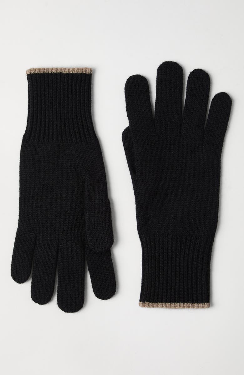 Brunello Cucinelli Knit gloves, Alternate, color, Black