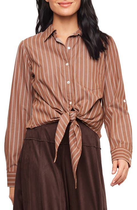 Striped Tie Front Shirt