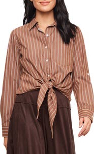 Karen Kane Striped Tie Front Shirt