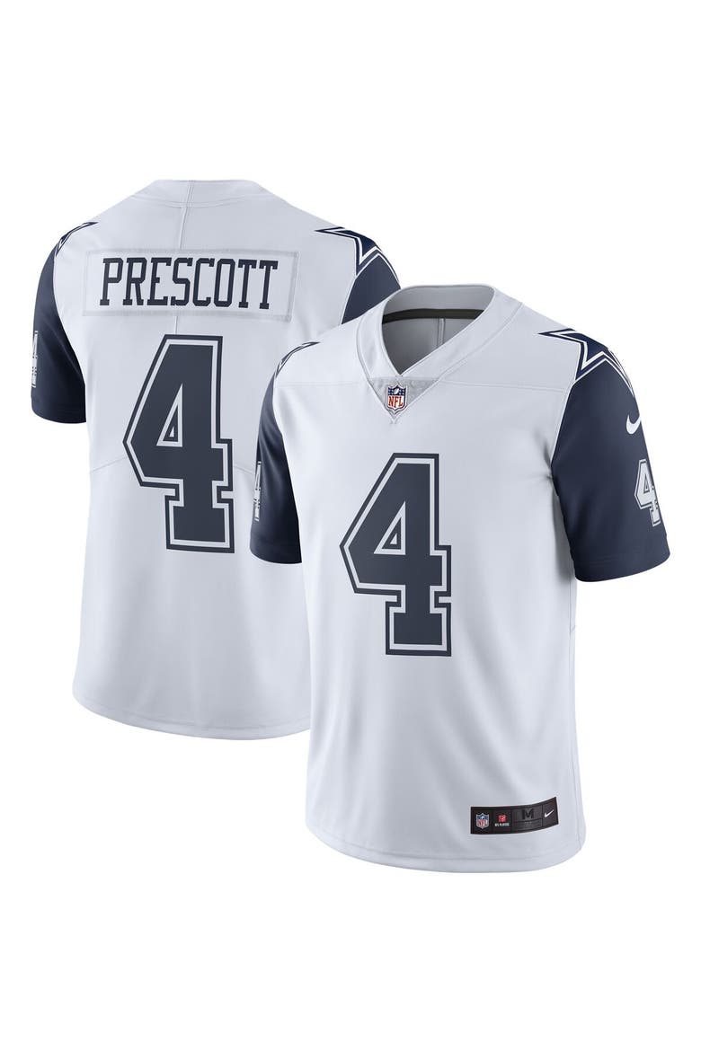 Men's Nike Dak Prescott Dallas Cowboys White Color Rush Vapor Limited Jersey, Main, color, White