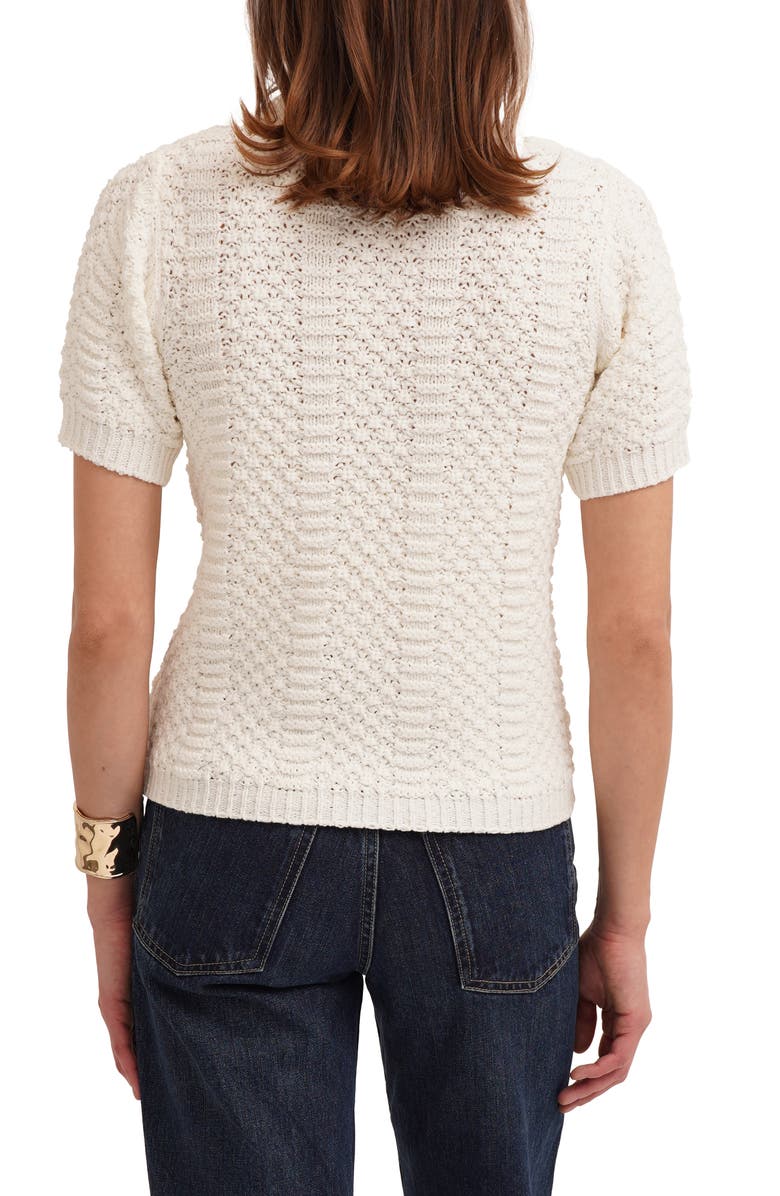 CYRUS Short Sleeve Textured Crewneck Sweater, Alternate, color, Cream