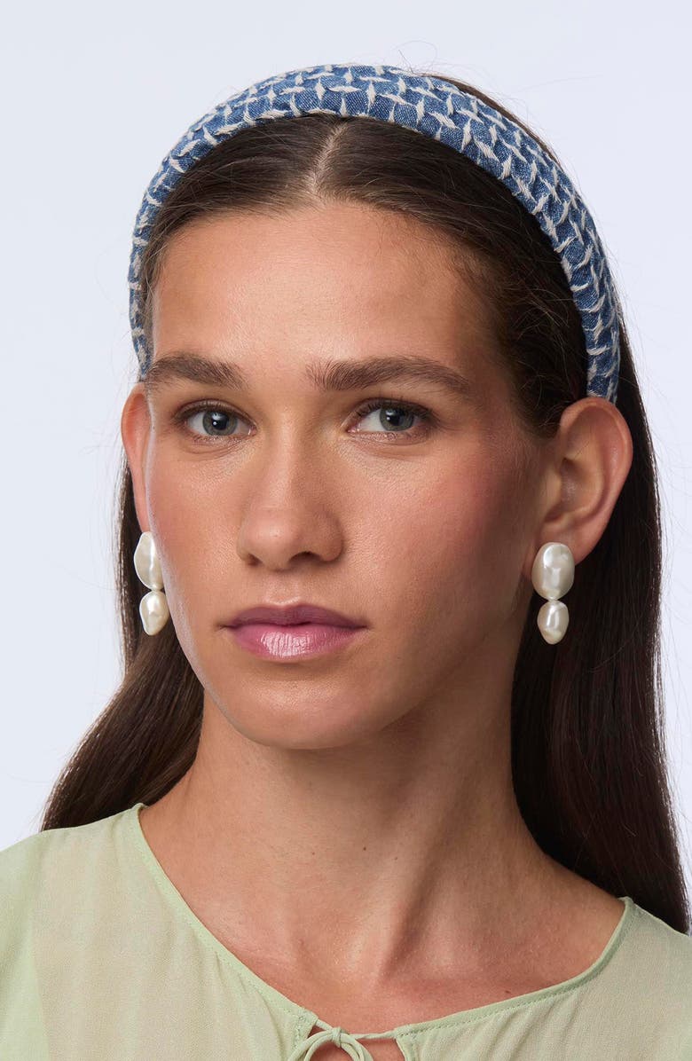 Lele Sadoughi Lattice Denim Headband, Alternate, color, Cadet Blue