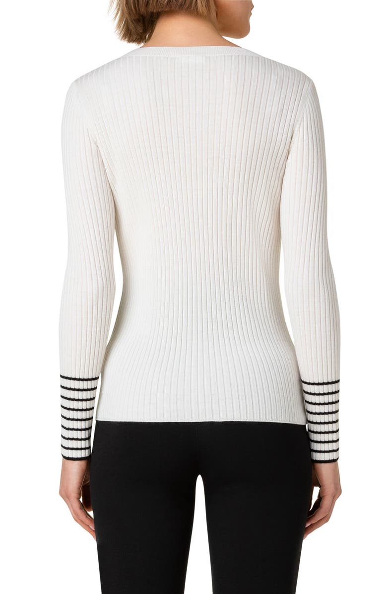 Akris punto Square Neck Rib Virgin Merino Wool Fitted Sweater, Alternate, color, 