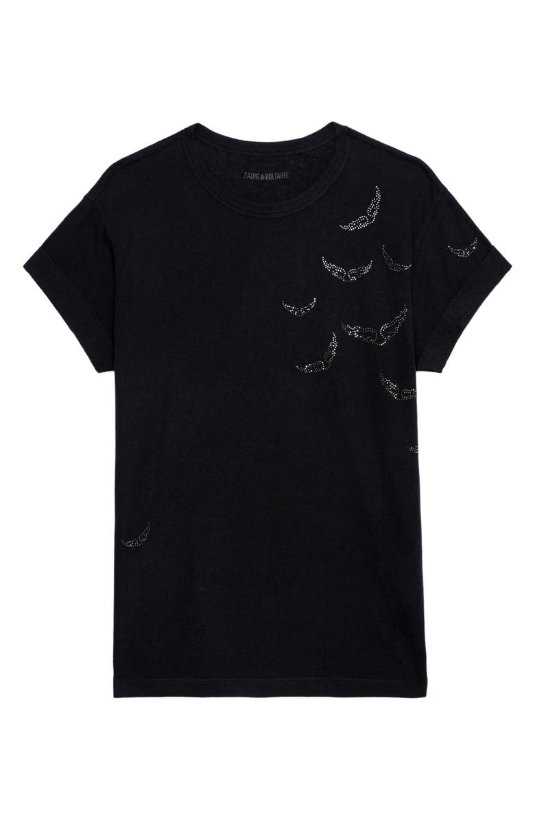 Zadig & Voltaire Anya Rain Strass Wings Embellished Graphic T-Shirt, Alternate, color, 