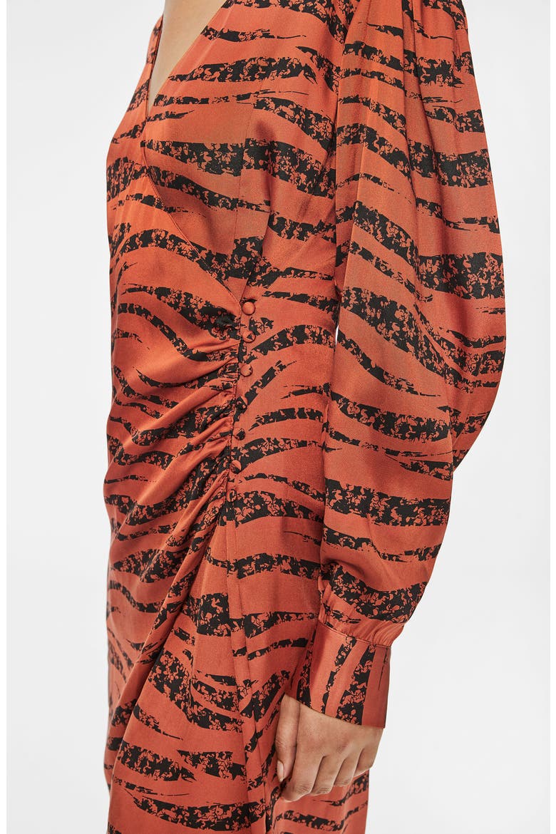 Penelope Long Sleeve Silk Minidress, Alternate, color, RUST ZEBRA