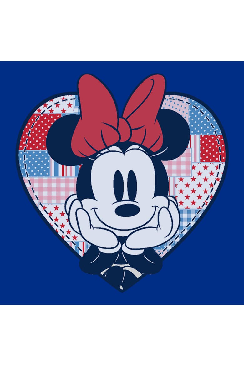 Junior's Cute Patchwork Heart Short Sleeve Graphic T-Shirt, Alternate, color, Royal Blue
