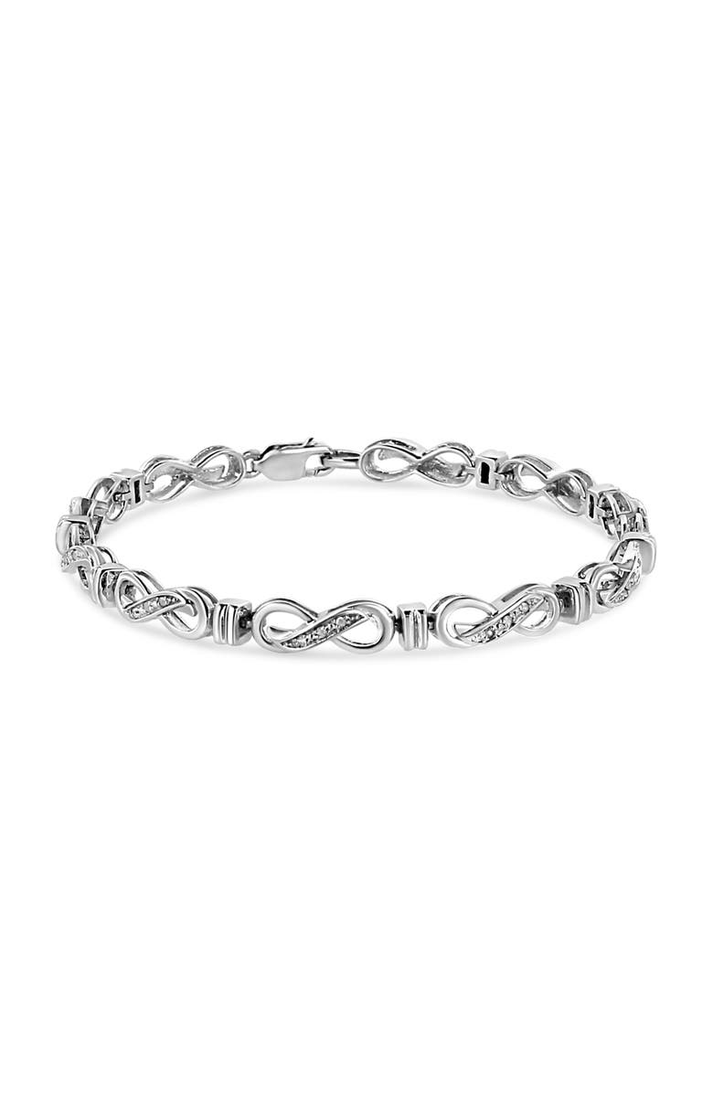 Haus of Brilliance Silver 1/6 Cttw Diamond Accent Infinity Link Bracelet, Main, color, White