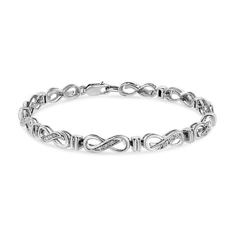 Silver 1/6 Cttw Diamond Accent Infinity Link Bracelet