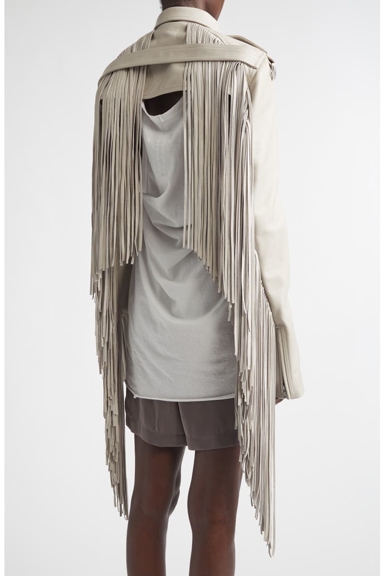 Fringe Leather Microbiker Jacket, Alternate, color, PEARL