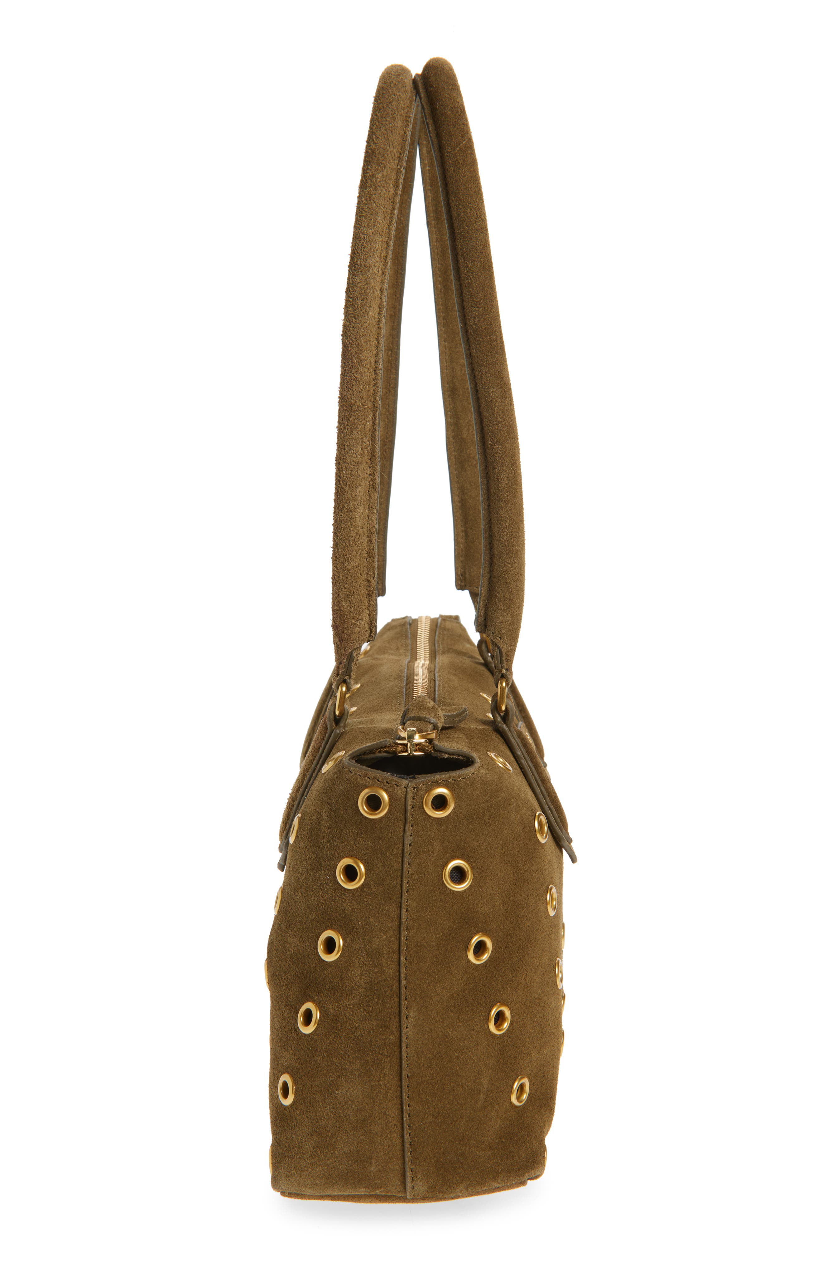 Rebecca Minkoff Industry Suede Shoulder Bag, Alternate, color, Jungle