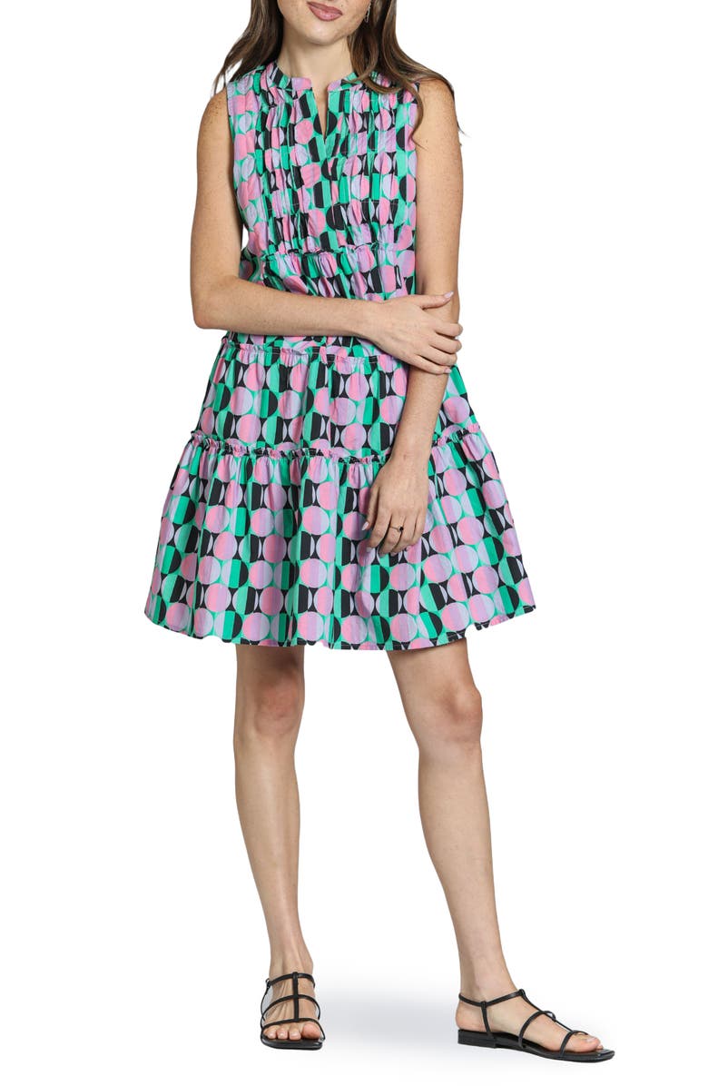 APNY Pintuck Sleeveless Cotton Dress, Main, color, Purple Multi