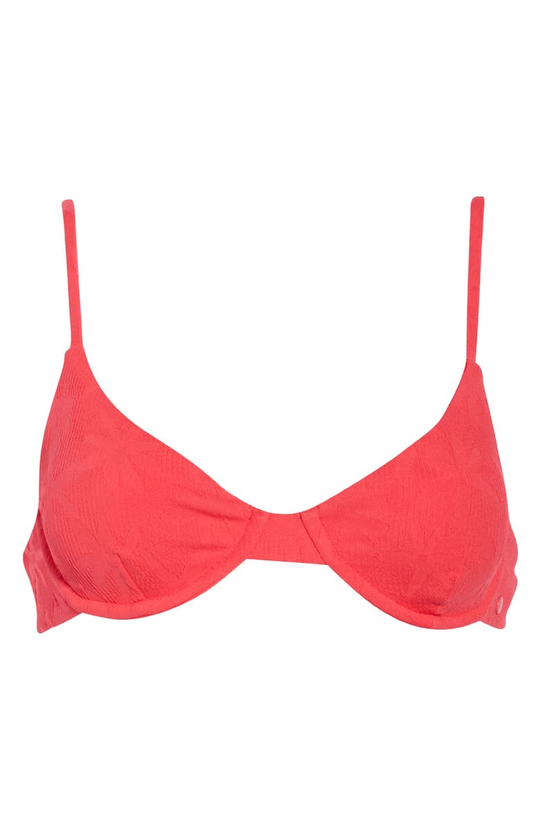 Volcom Blossom Daze Novelty Textured Underwire Bikini Top, Main, color, True Red