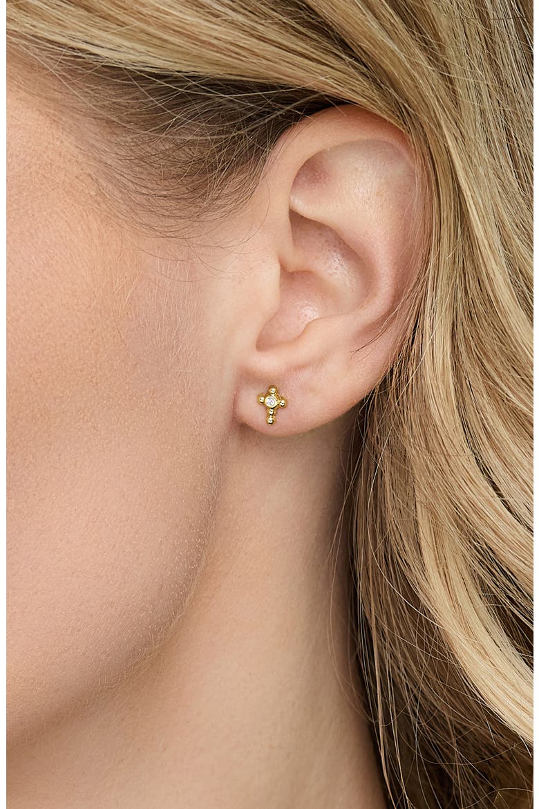 Icon 18K Yellow Gold Diamond Cross Stud Earrings, Alternate, color, 18K YELLOW GOLD