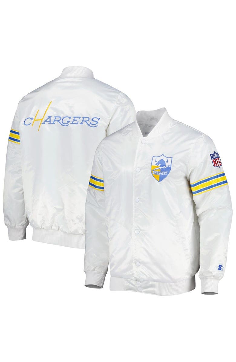 STARTER Men's Starter White Los Angeles Chargers The Power Forward Full-Snap Jacket, Alternate, color, 