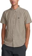 RVCA That'll Do Slim Fit Solid Short Sleeve Cotton Button-Down Shirt