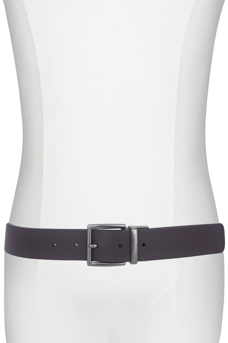 Pebble Leather Belt, Alternate, color, CACAO BROWN/ MATTE GUNMETAL