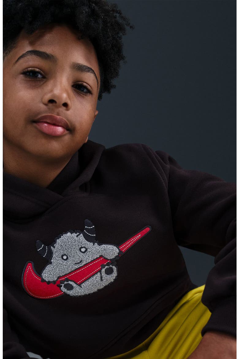 Kids' Club Fleece Hoodie, Alternate, color, BURGUNDY/ ASH