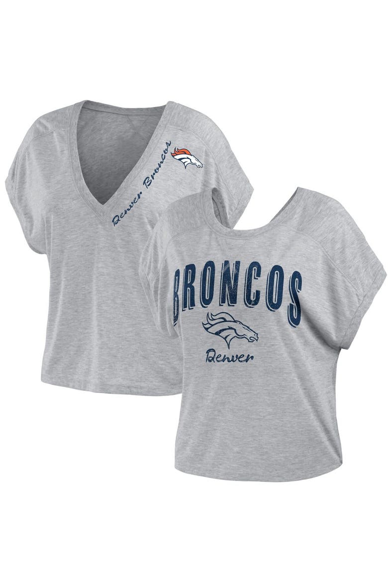 Women's WEAR by Erin Andrews Heather Gray Denver Broncos Reversible T-Shirt, Alternate, color, Heather Gray