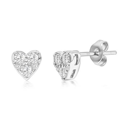 Sterling Silver Tri Stone Heart Earrings