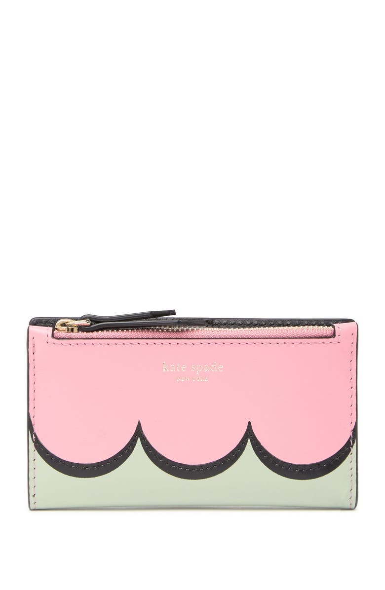 Kate Spade New York intarsia scallop small slim bifold wallet, Main, color,