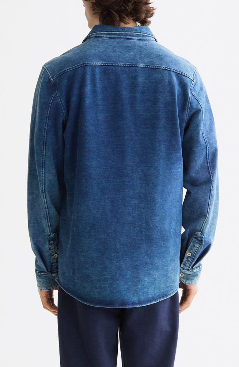 Scotch & Soda Indigo Jersey Knit Button-Up Shirt, Alternate, color, Washed Indigo