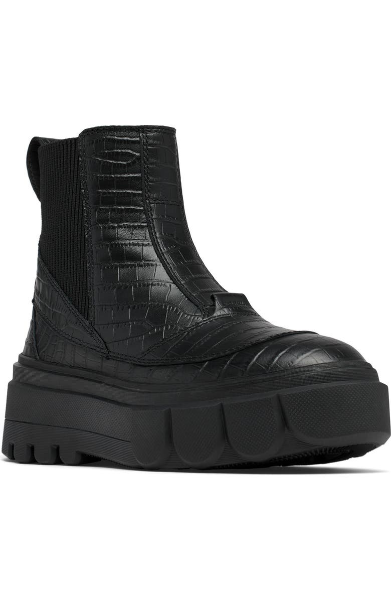 SOREL CARIBOU X Waterproof Platform Chelsea Boot, Main, color, Black/ Black