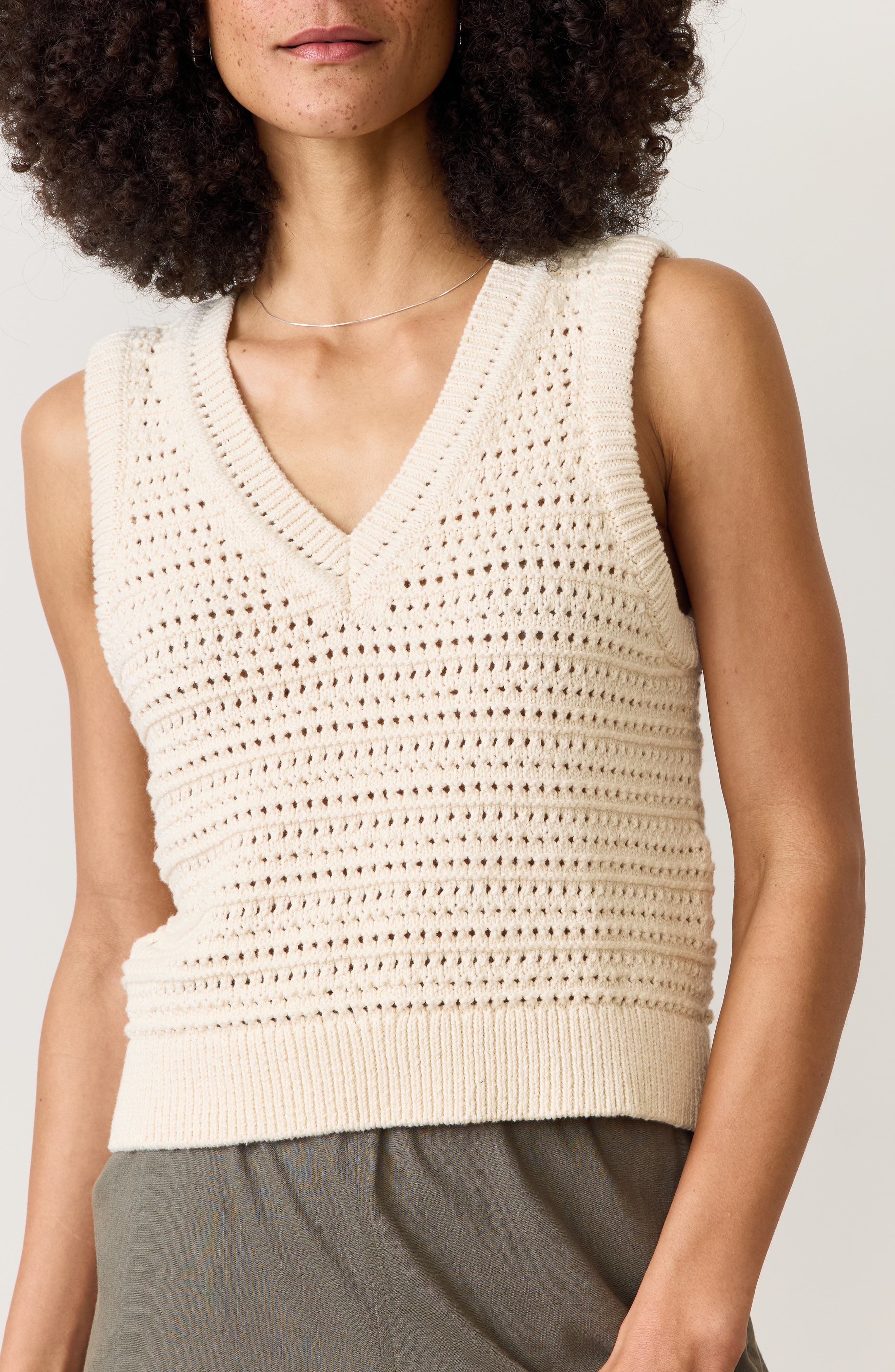 Marine Layer Crochet V-Neck Sweater Vest