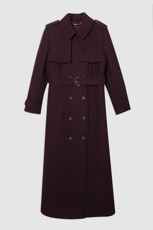 Karen Millen Petite Wool Trench Maxi Coat In Brown
