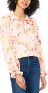 Vince Camuto Floral Print Ruffle Trim Shirt