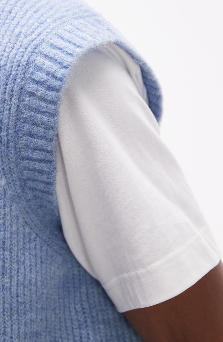 Topman Relaxed Fit Sweater Vest, Alternate, color, Light Blue