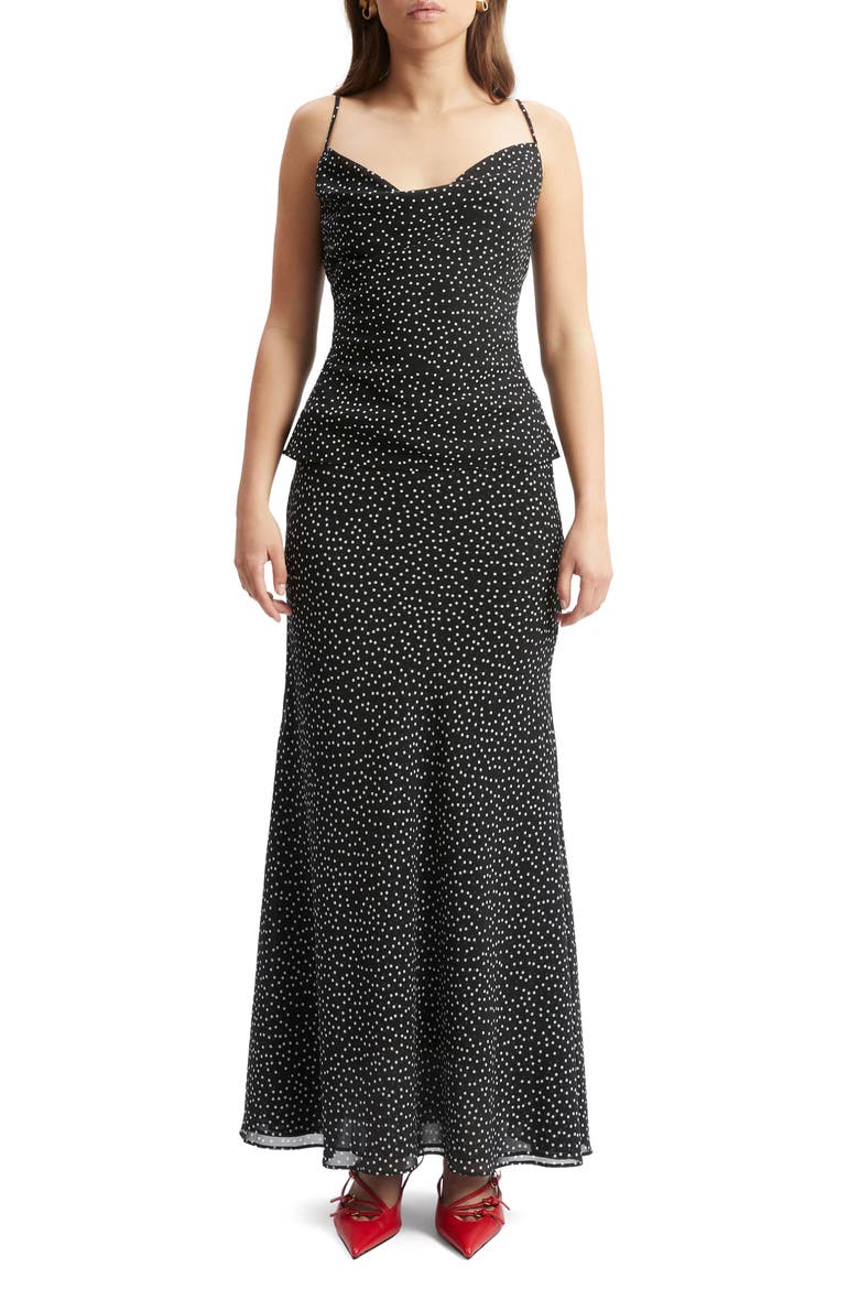 Monroe Polka Dot Maxi Skirt, Alternate, color, BLACK SPOT